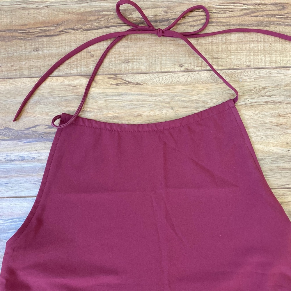 ❗️SOLD❗️ Donna Mizani Burgundy Halter Mini Dress - Picture 4 of 8